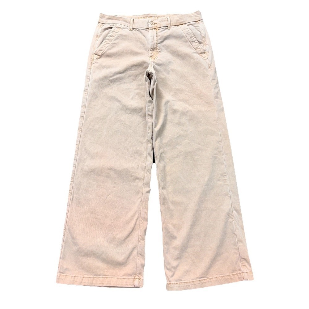 American Eagle Skater Trousers Women 12‎ 32x30 Khaki Baggy Wide Leg Stretch